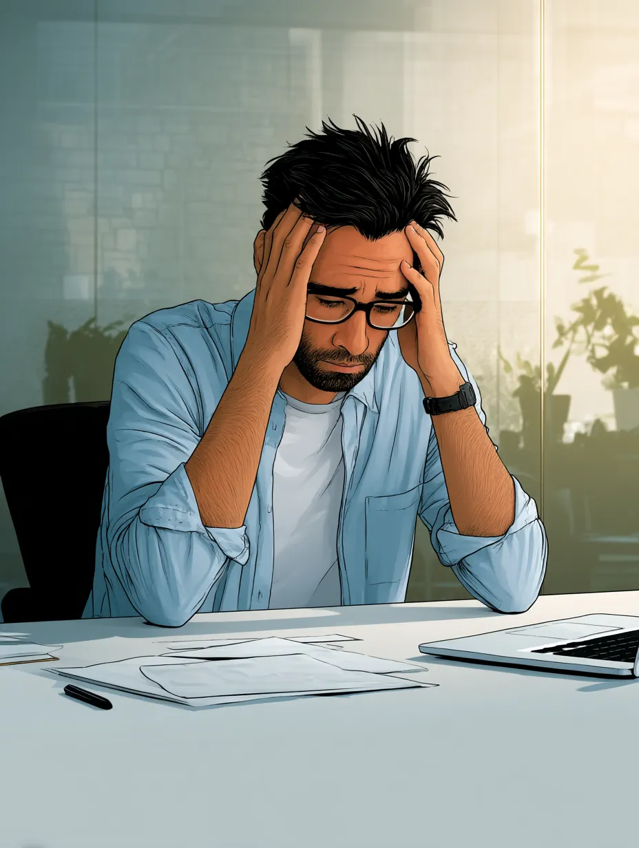 Image displaying the narcissistic trait of lack of empathy. Photograph of a woman sitting on a couch in a softly lit living room, visibly upset with her head in her hands and shoulders slumped forward. Next to her, a man sits relaxed, casually leaning back and smiling slightly as he looks at his phone, completely unaware of or ignoring the woman’s distress.